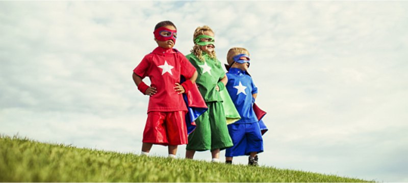 Children dressed as super heroes